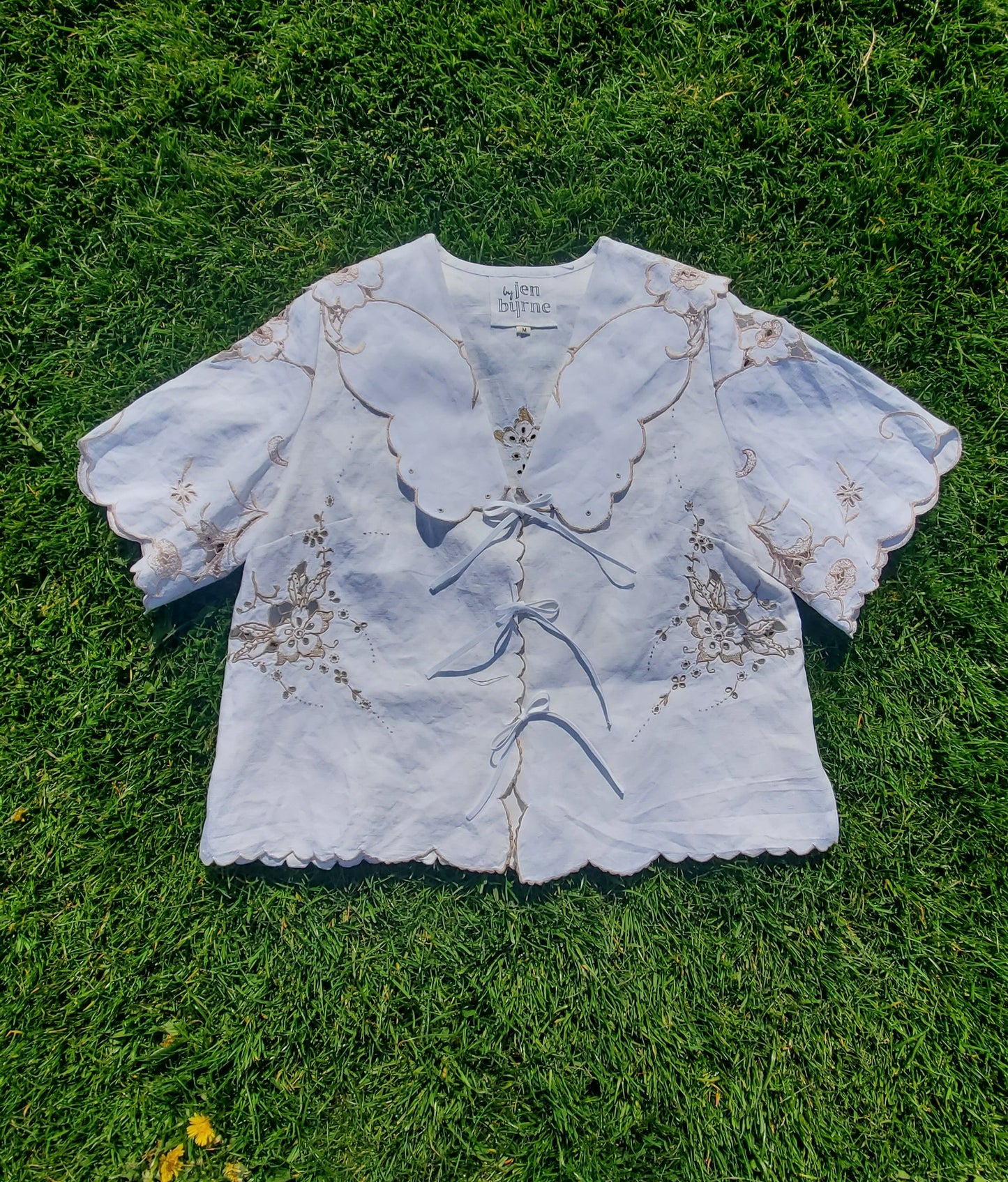 'Summer Mist' Tilly Tablecloth Blouse - Size Medium / UK 14 / US 10