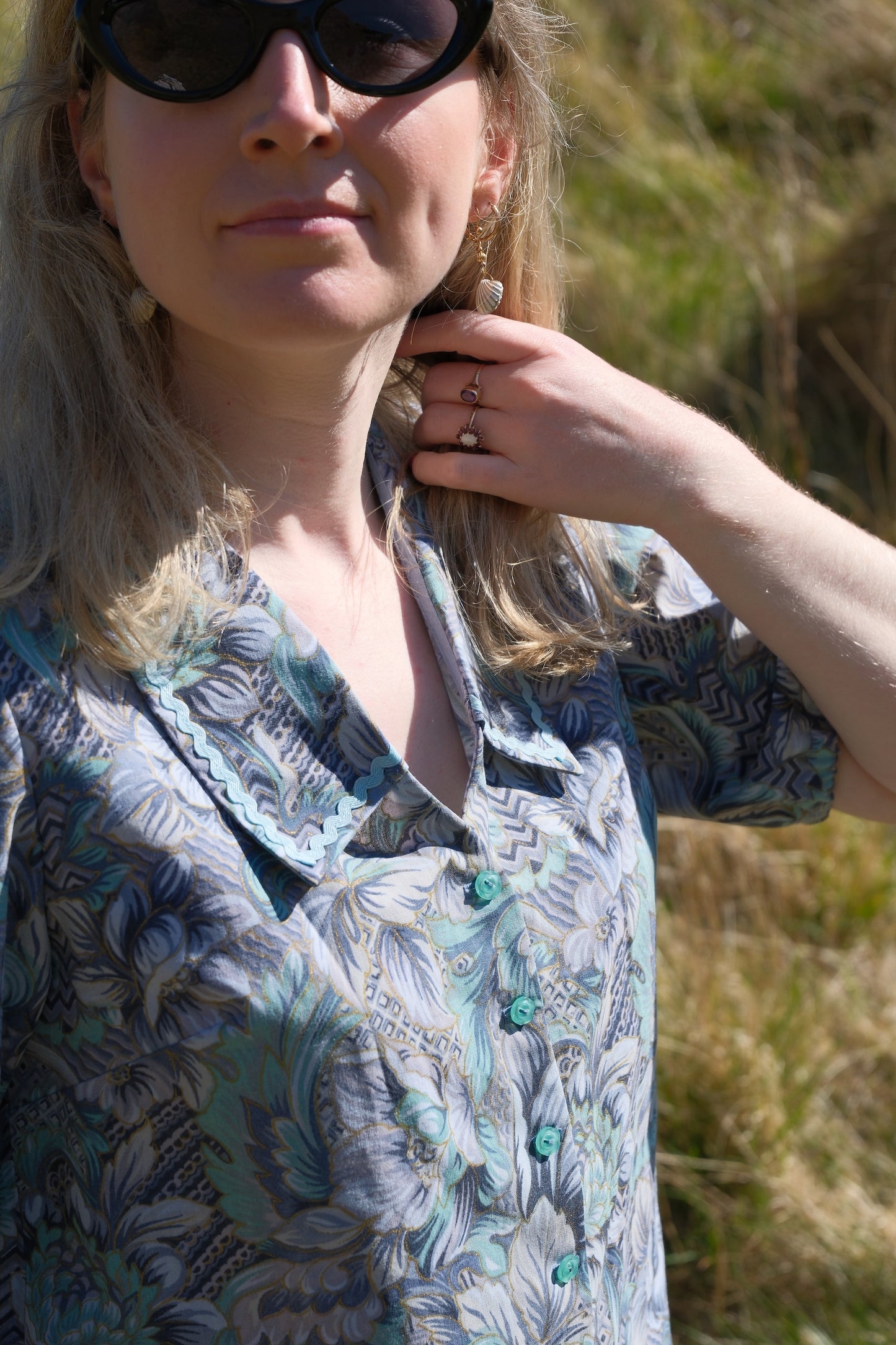 'Iris by the Sea' Tilly Blouse - Size Small / UK 10 / US 6