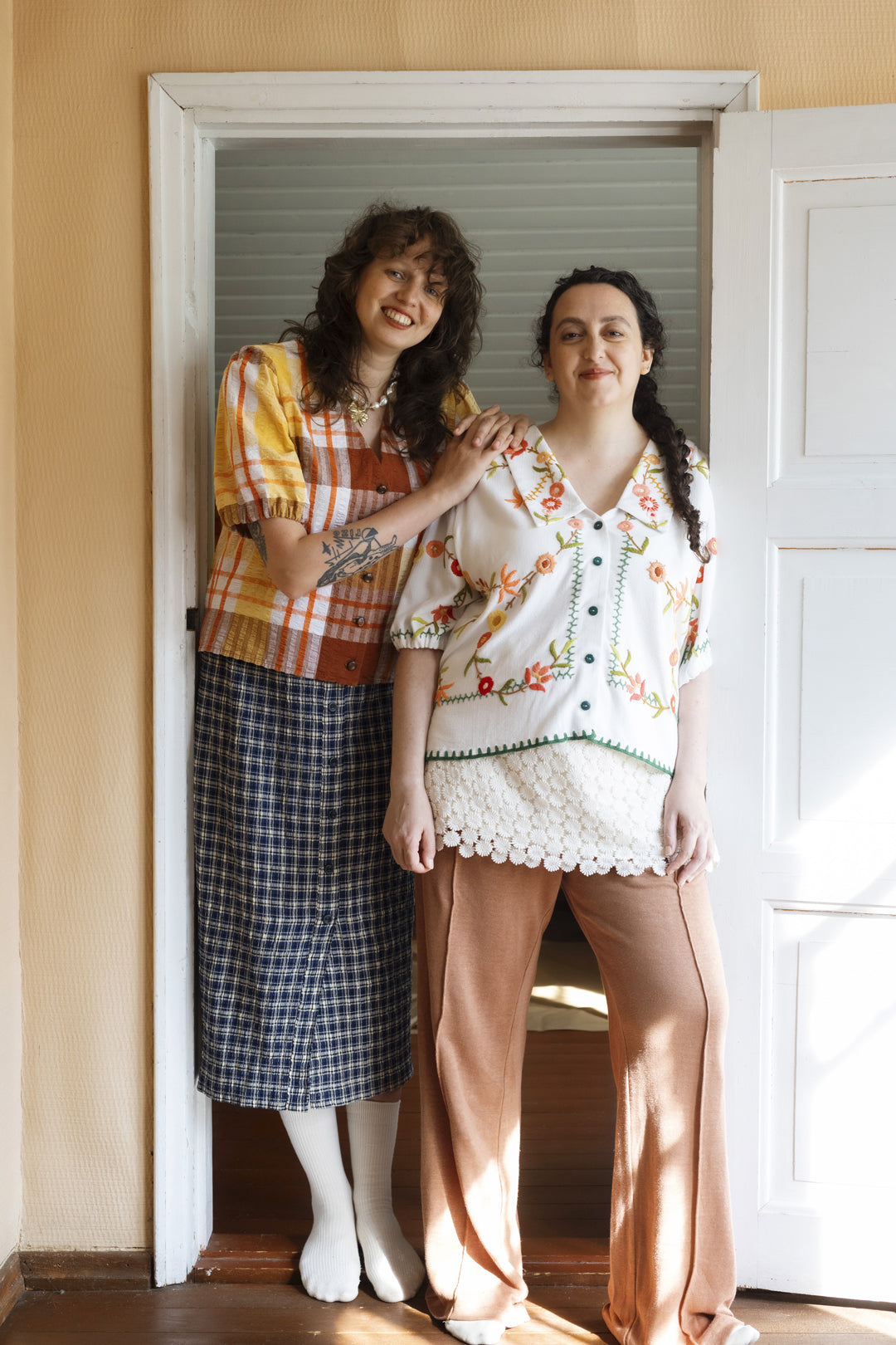 'Peach Meadow' Tilly Tablecloth Blouse - Size UK 16 / US 10