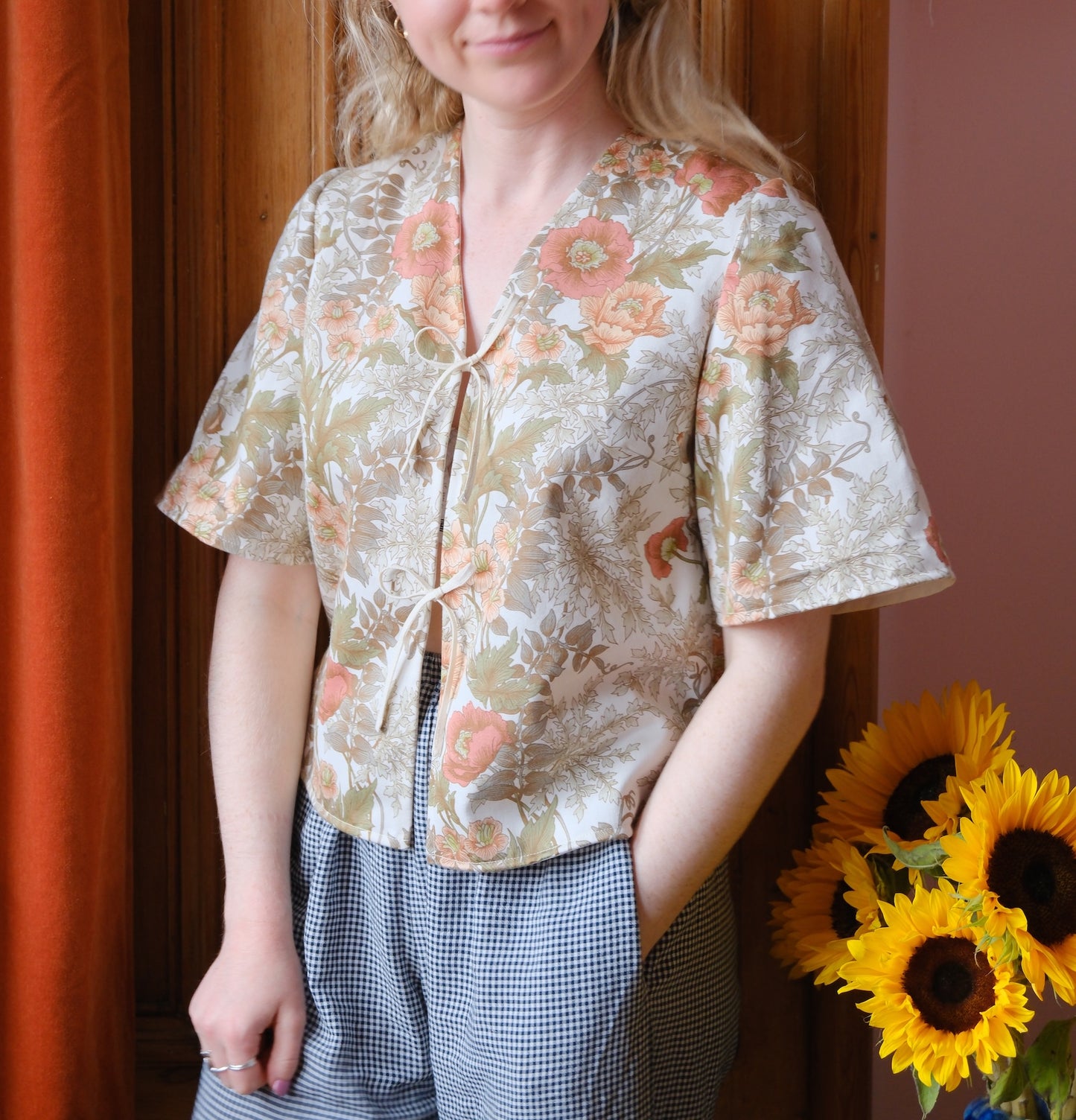 'Peachy Gardens' Tilly Blouse - Size UK 8 / US 4