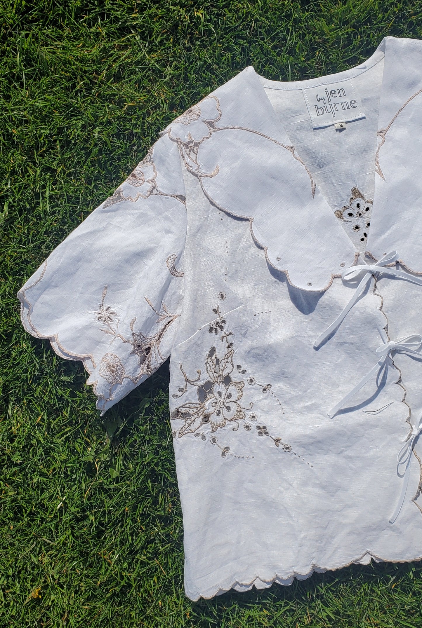 'Summer Mist' Tilly Tablecloth Blouse - Size Medium / UK 14 / US 10