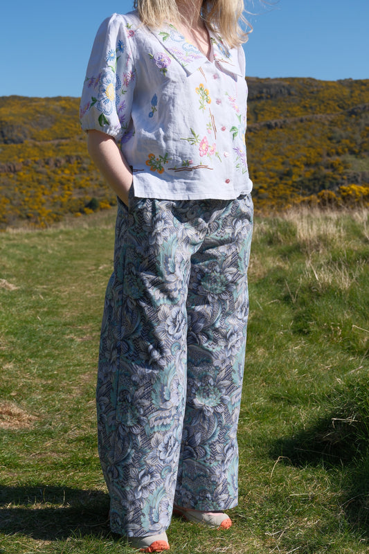 'Iris by the Sea' Willow Trousers - Size Small / UK 10 / US 6