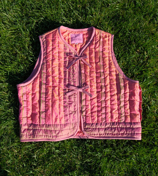 'Shimmer in Blush' Quilt Vest - Size Large / UK 16-18 / US 12-14