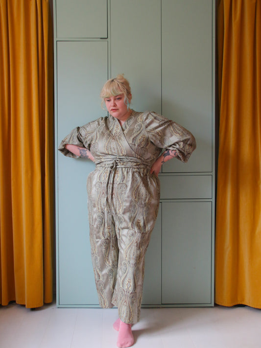 Khaki Brocade Trousers - UK24