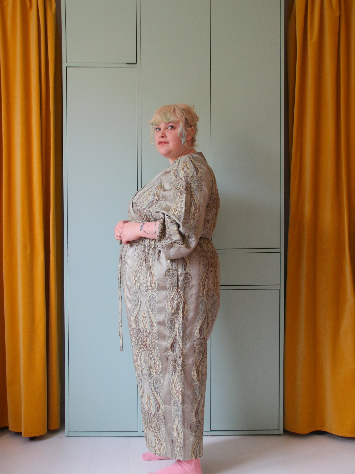 Khaki Brocade Trousers - UK24