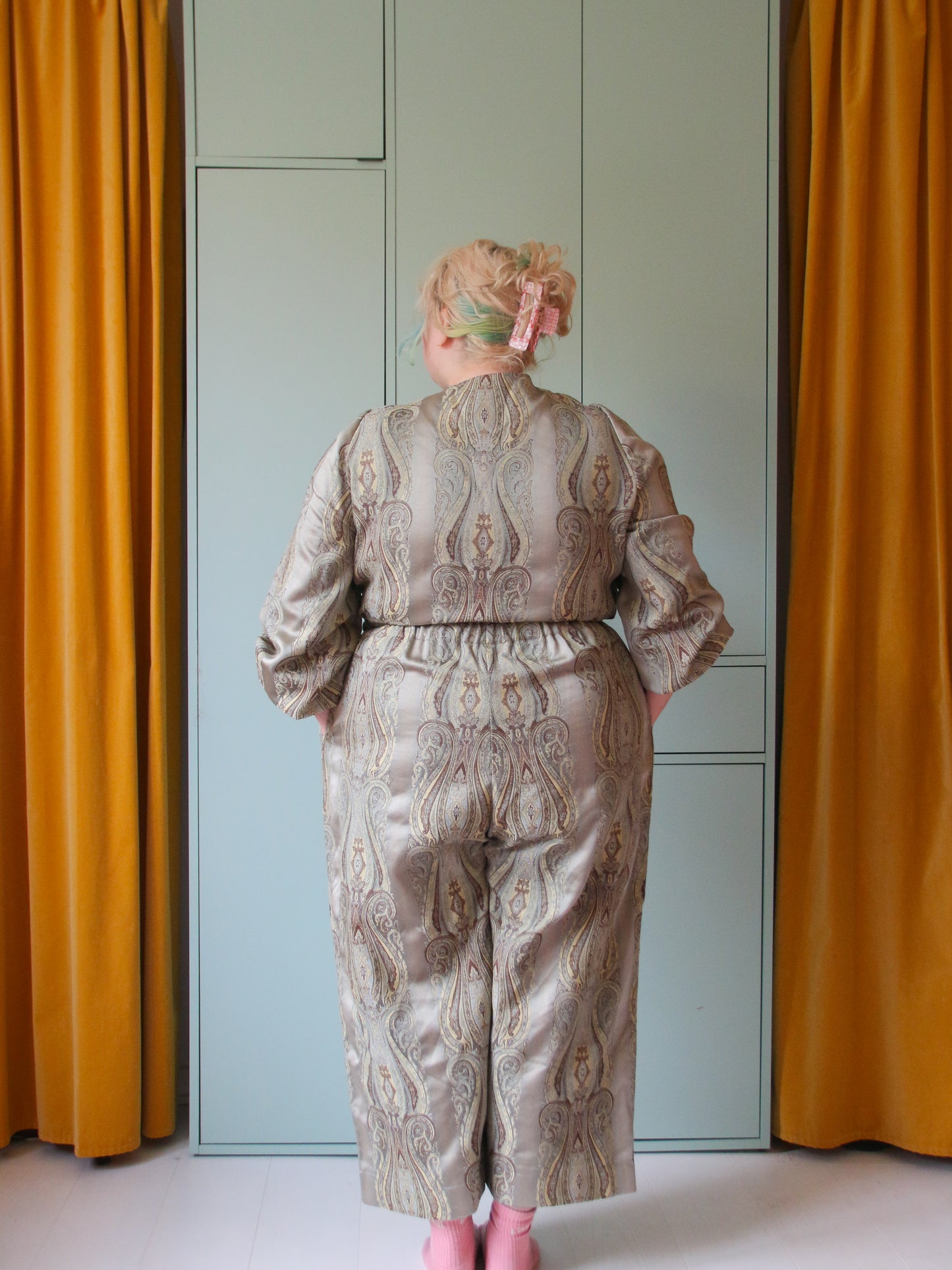 Khaki Brocade Trousers - UK24