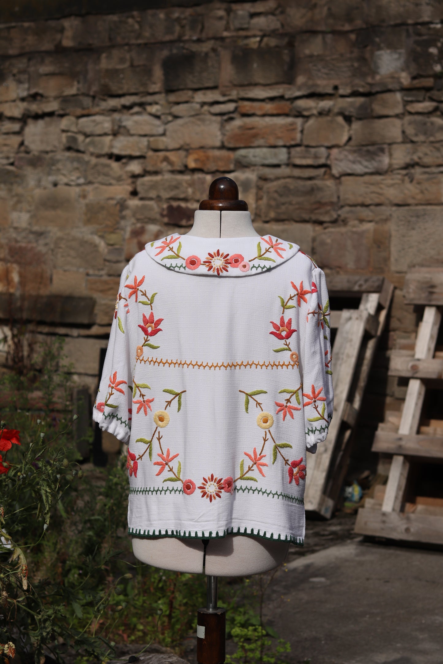 'Peach Meadow' Tilly Tablecloth Blouse - Size UK 16 / US 10