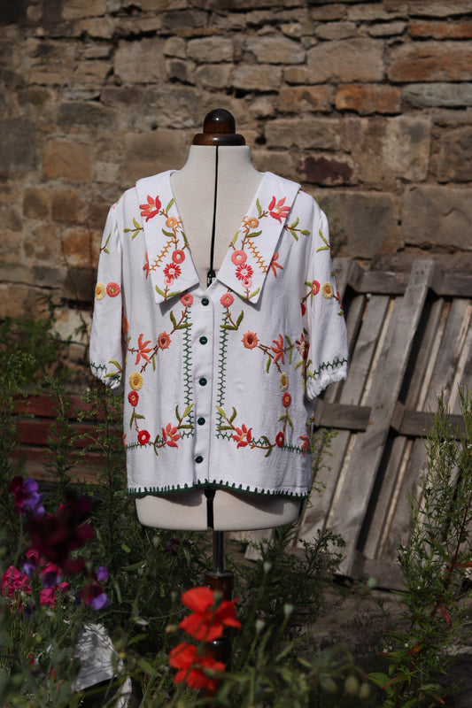 'Peach Meadow' Tilly Blouse - Size UK 16 / US 10