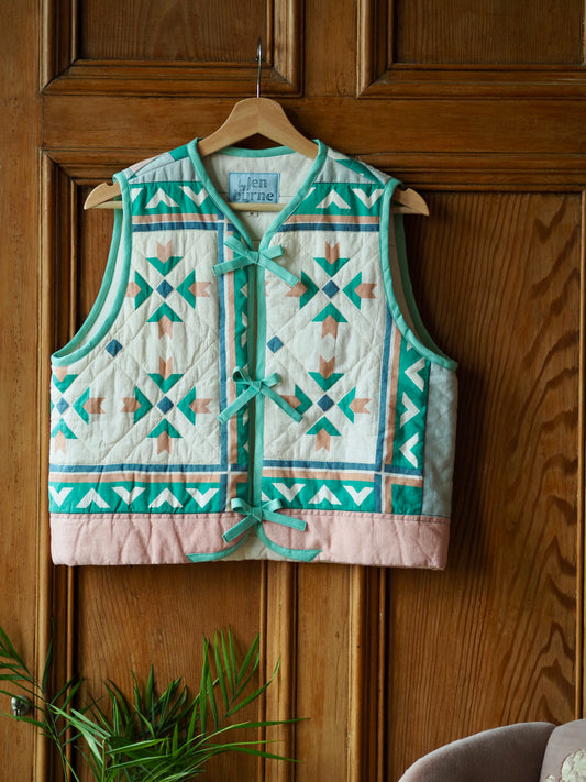Mint Mosaic Quilt Vest - Medium (UK 12-14)