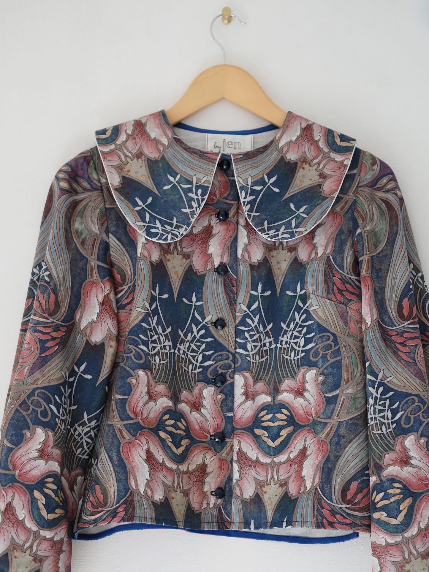 'Art Deco Blue' Dana Blouse - Size UK 8 / US 4