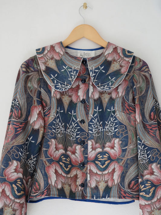 'Art Deco Blue' Dana Blouse - Size UK 8 / US 4