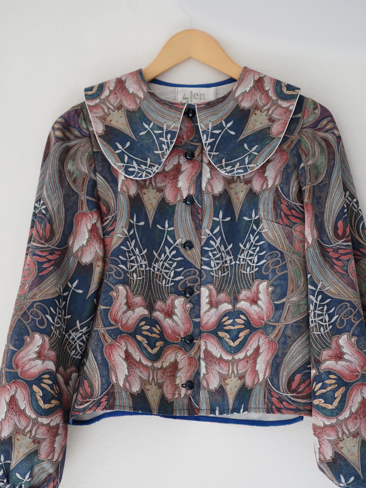 'Art Deco Blue' Dana Blouse - Size UK 8 / US 4