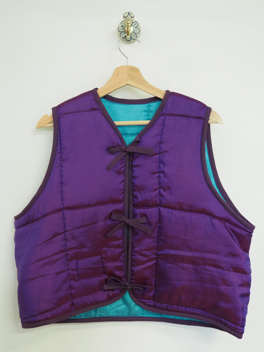 'Purple & Turquoise' Quilt Vest - Size Large / UK 16-18 / US 12-14