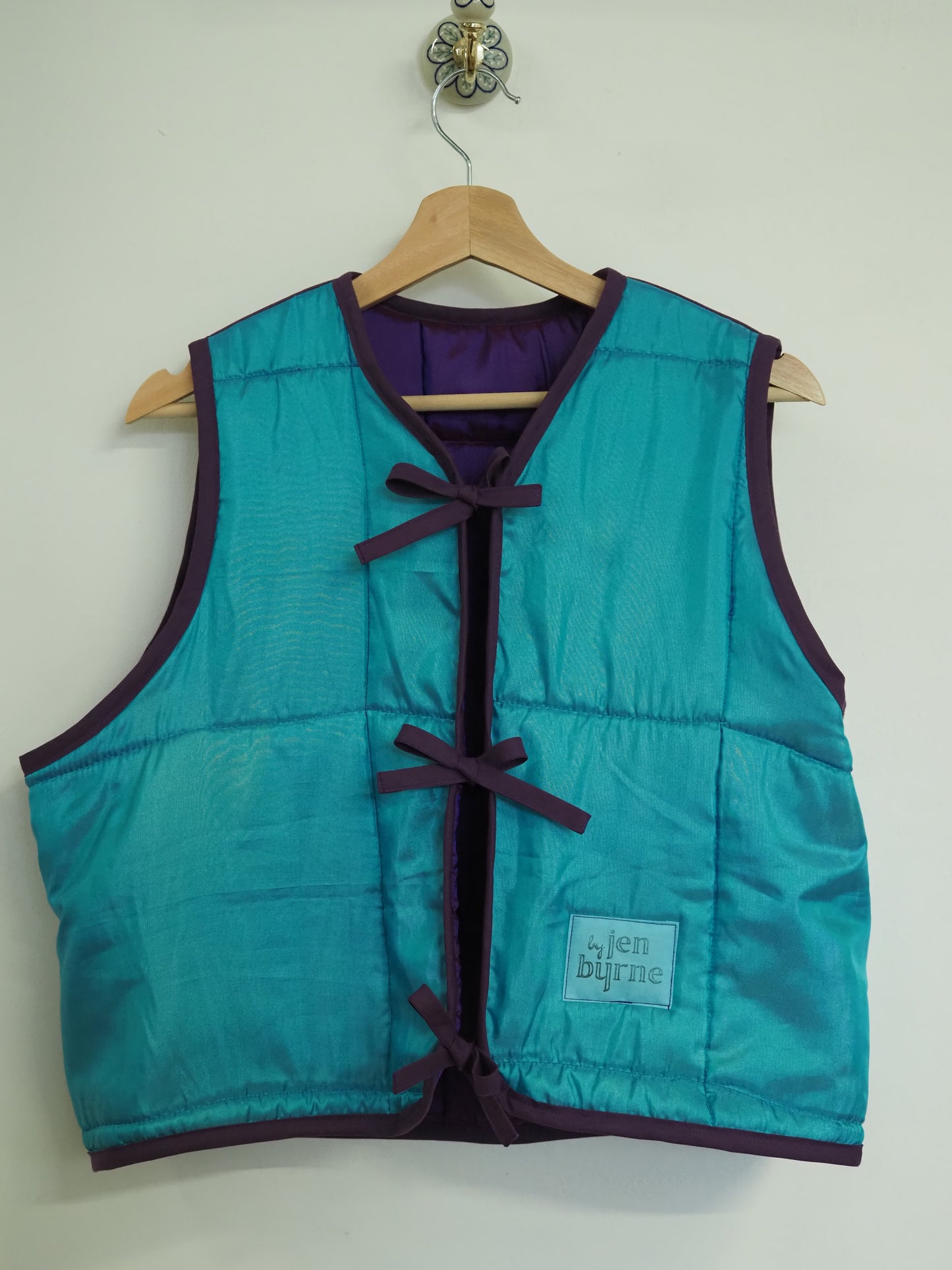 'Purple & Turquoise' Quilt Vest - Size Large / UK 16-18 / US 12-14