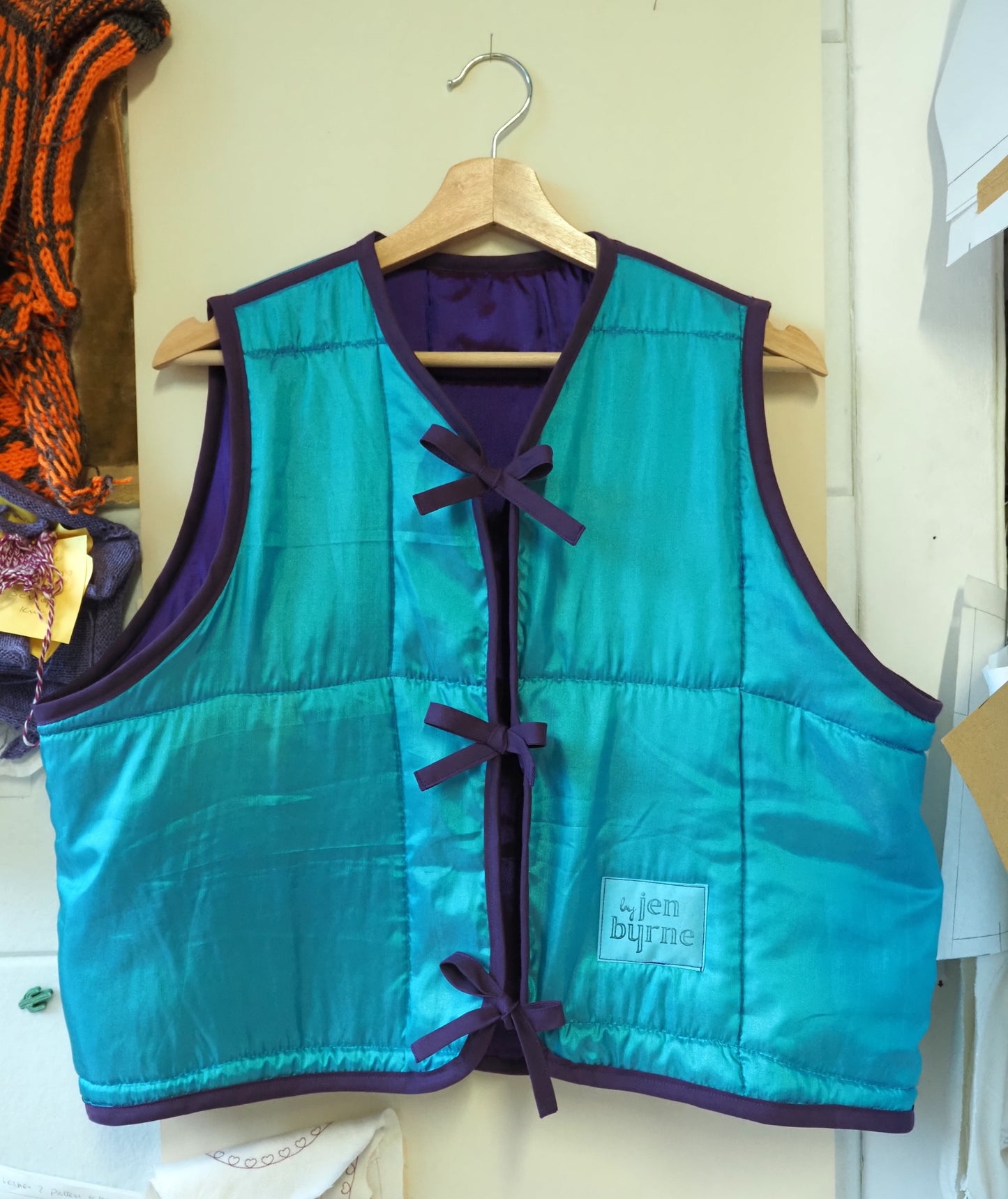'Purple & Turquoise' Quilt Vest - Large