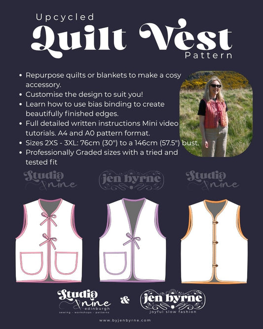 Upcycled Quilt Vest Sewing Pattern - Digital Download