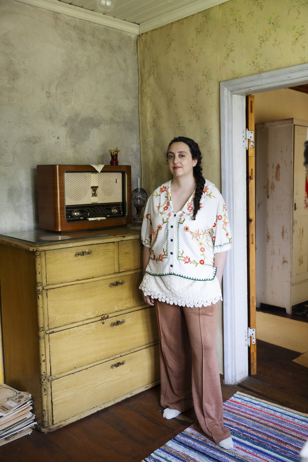 'Peach Meadow' Tilly Tablecloth Blouse - Size UK 16 / US 10