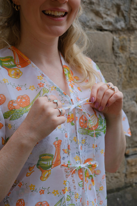 'Veggie Salad' Tilly Mesh Blouse - Size Small